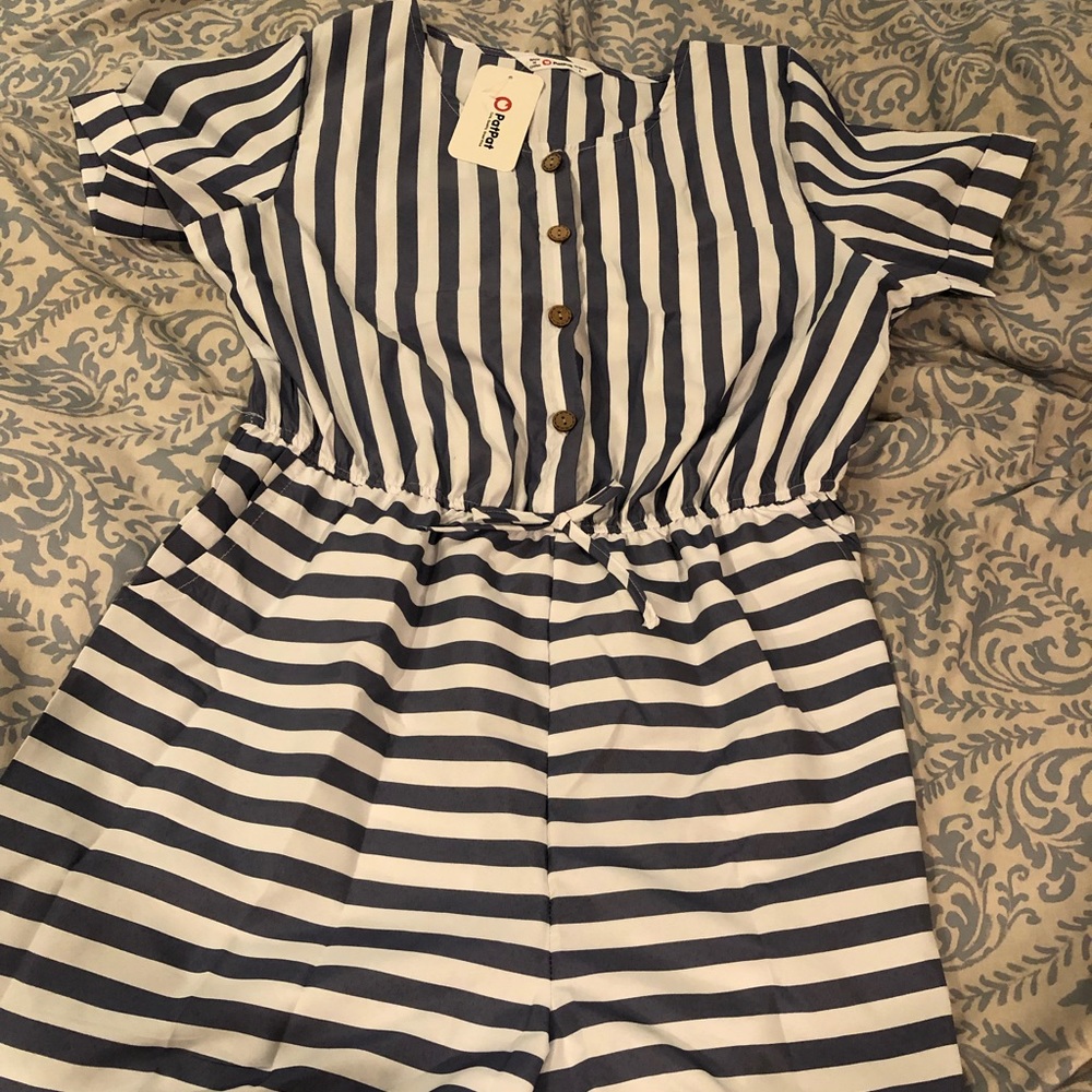 Striped shorts romper